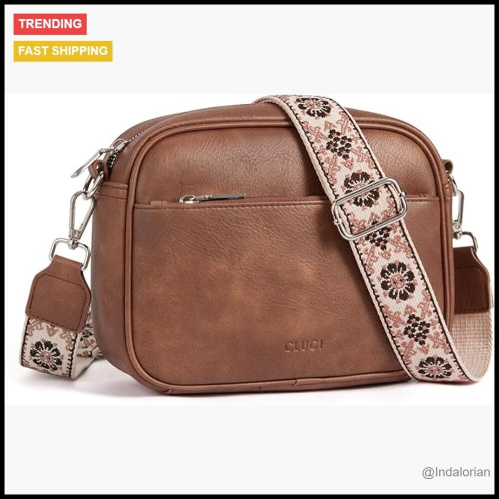 Small Crossbody Bag Hobo Purse Faux Leather Adjustable Strap Multi Pocket Chic